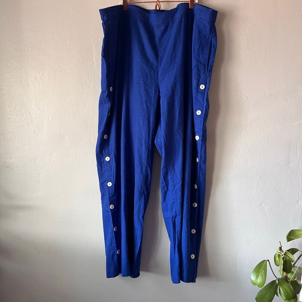 Soft surroundings linen button down on both sides plus’s size wide leg